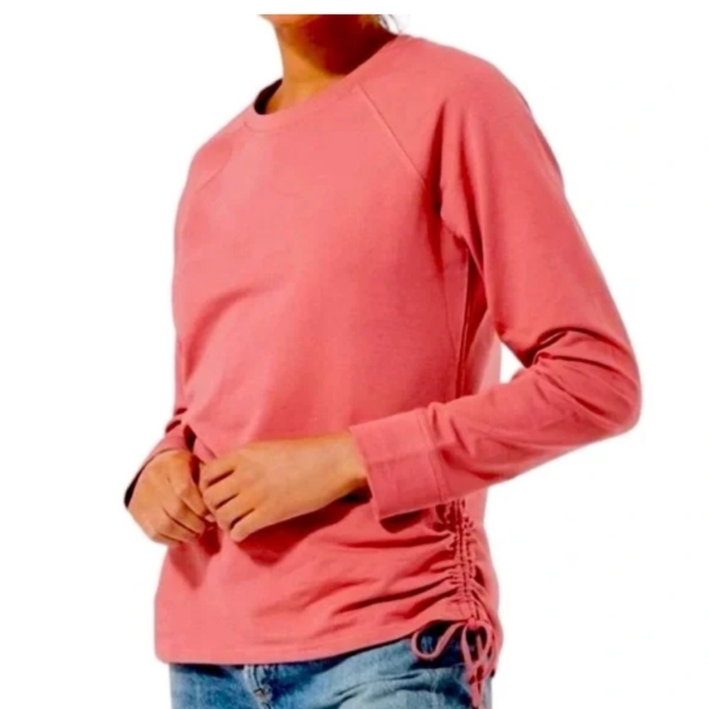 Pact Organic Cotton Coral Cinch Side Tie Sweatshirt Womens S